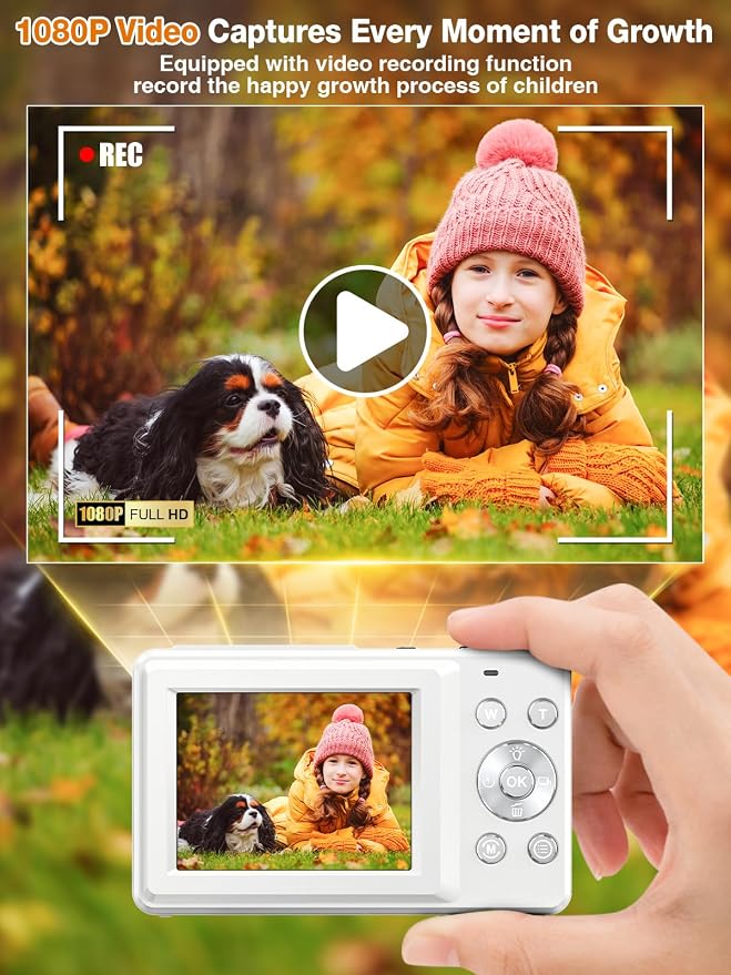 Digital Camera, FHD 1080P Kids Camera 44MP Point and Shoot Digital Cameras
