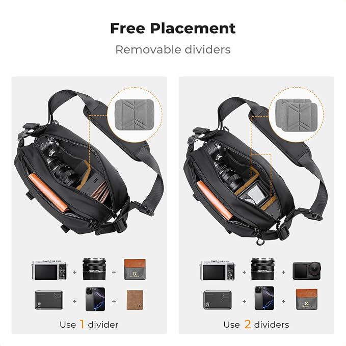 K&F CONCEPT Camera Sling Bag Crossbody Bag Waterproof Camera Shoulder Backpack