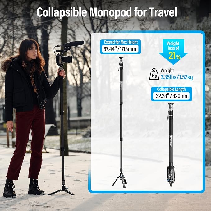 SIRUI SVM-165 Rapid Monopod for Cameras, 65” Carbon Fiber Monopod