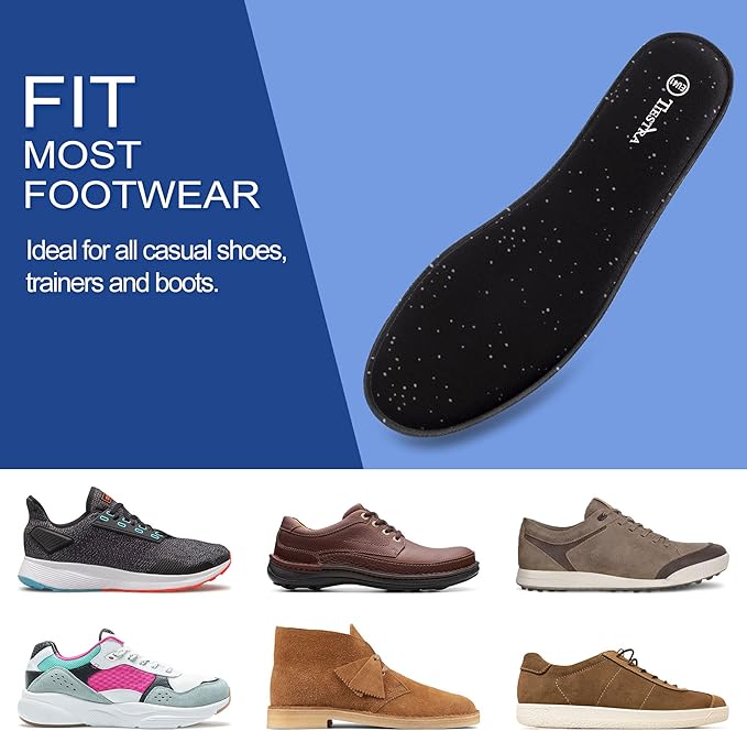 3 Pair -Shoe Inserts for Womens Memory Foam Insoles,Replacement Insoles for Work Boots Running Shoes, Cushion Shock Absorbing for Foot Pain Relief, Comfort Breathable Inner Soles Black 37EU,US6