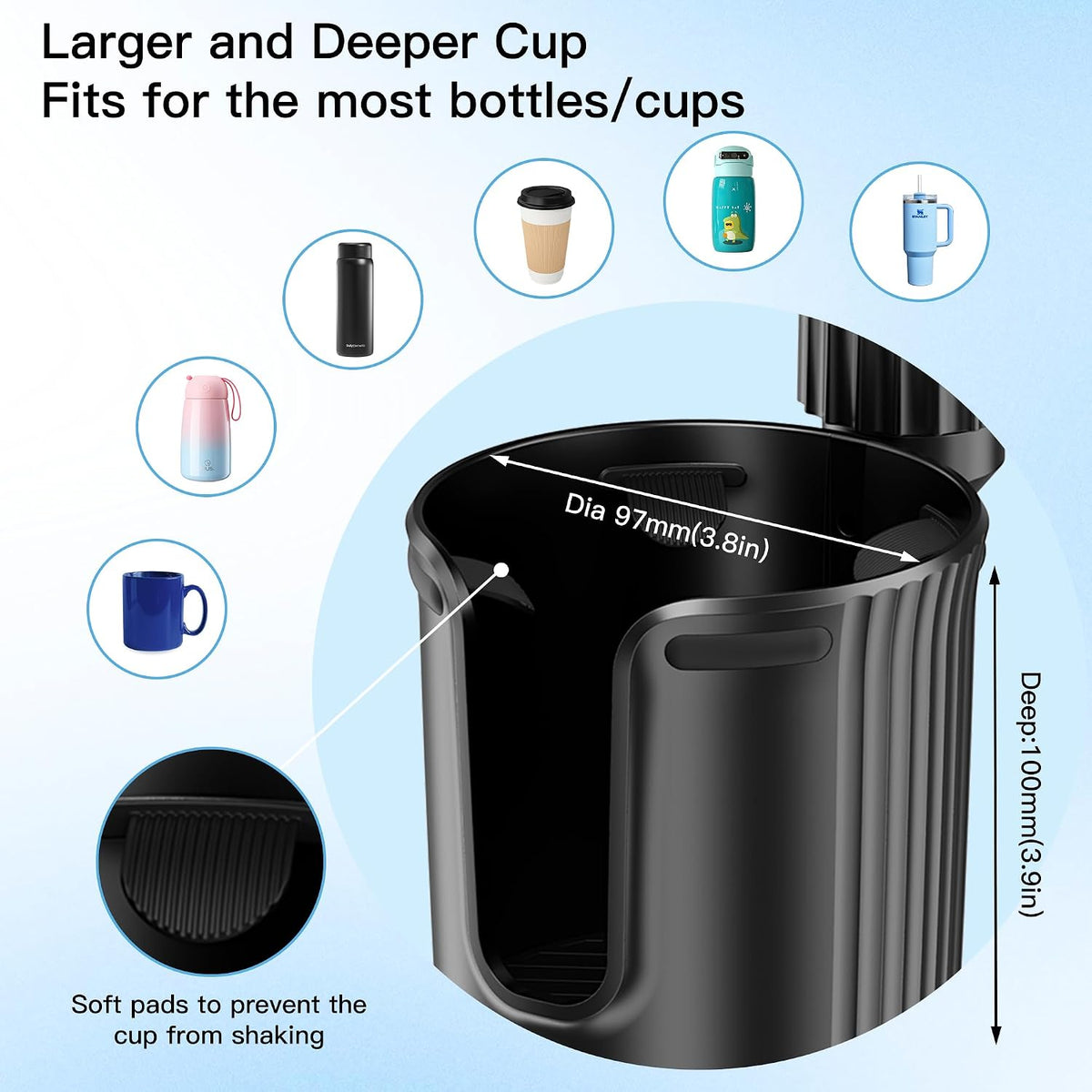 Cup Phone Mount for Car, Cup Phone Holder [2026 Upgraded] 20.5" Height Long Arm Phone Mount for Your Car/Truck/SUV Fit All 4.0-7.0in Smartphones iPhone, No Shake Design
