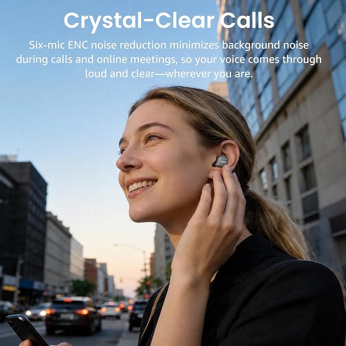 TOZO NC9 Hybrid Active Noise Cancelling Wireless Earbuds, 60H, LED Display | 6 Mic ENC Clear Calls, Deep Bass Sound, IPX8, in Ear Bluetooth 5.3 Headphones,32 EQs via APP, Comfort Fit Ear Buds, Gray