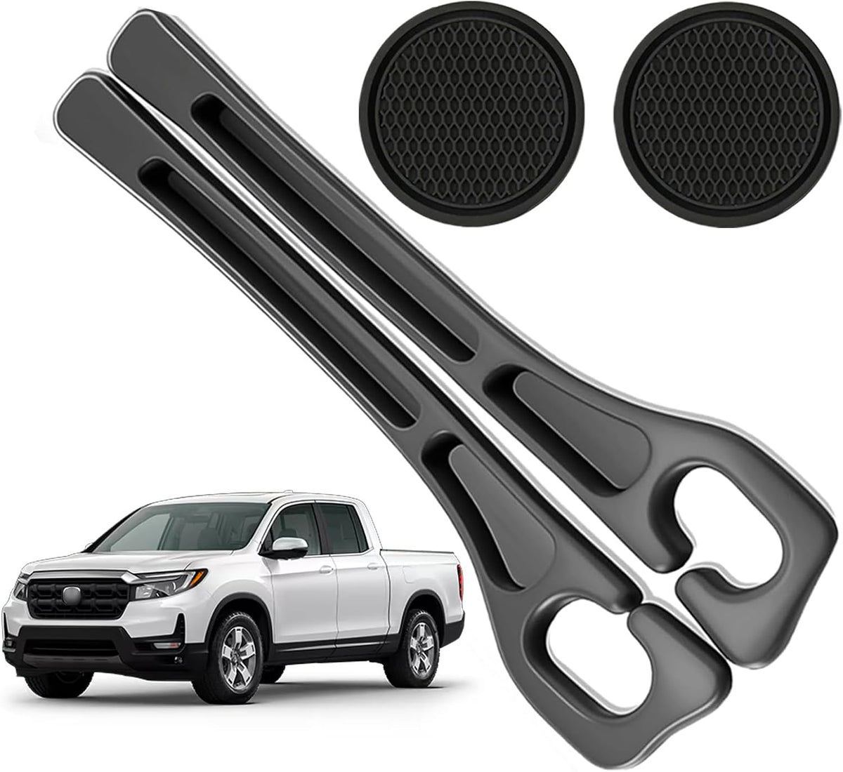 Car Seat Gap Filler Organizer Compatible with Honda Ridgeline Accessories Seat Gap Plug Blocker with Storage Slot Non-Slip Car Cup Holder Coaster Black 2 Pack