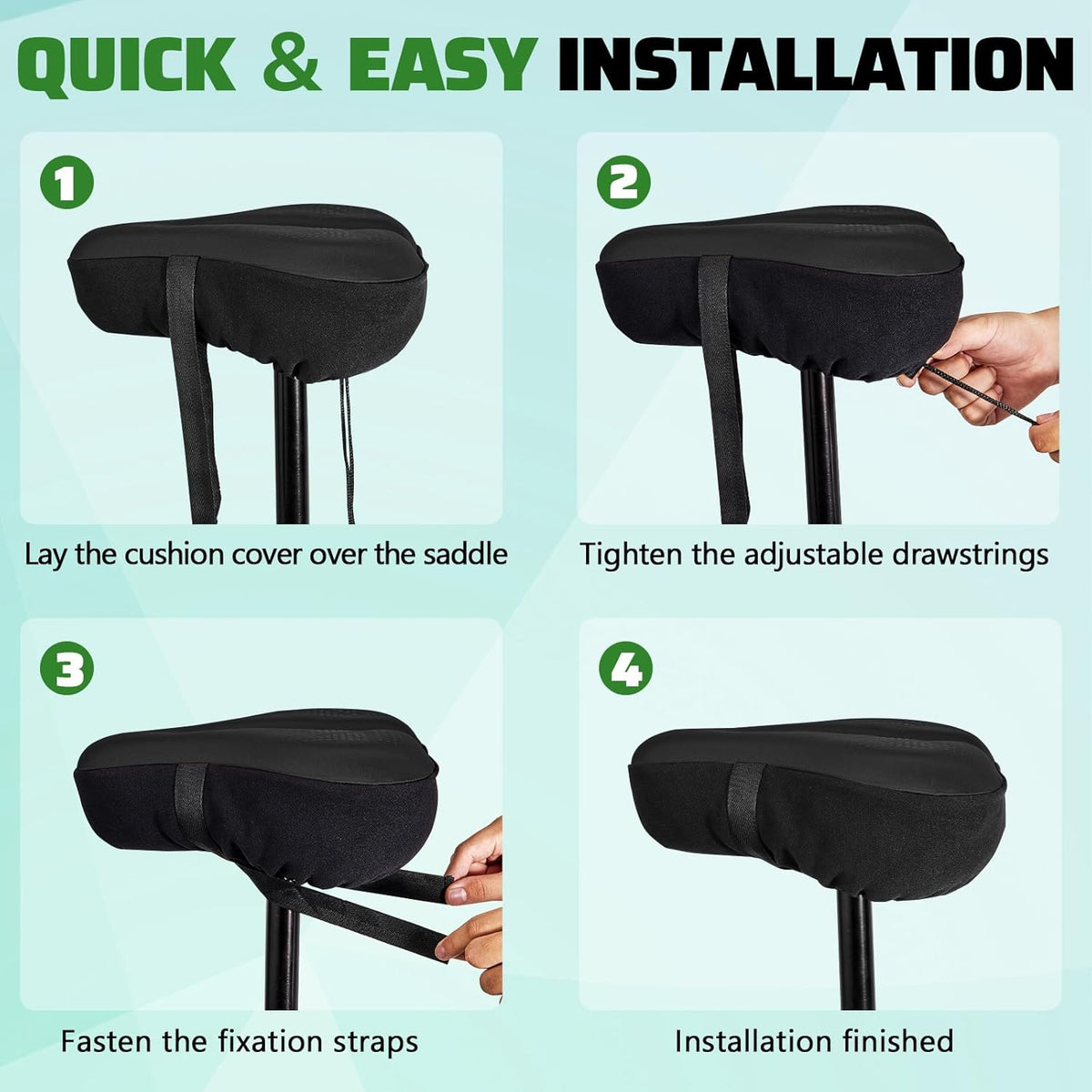 Zacro Bike Seat Cushion - Padded Gel Cover for Men & Women | Fits Peloton, Spin & Mountain Bikes