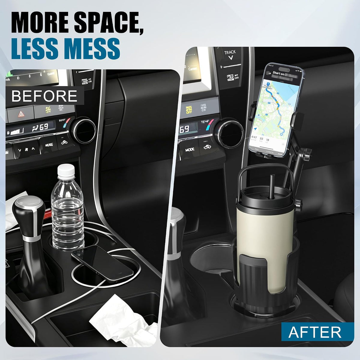 SAGRUILA 2-in-1 Cup Phone Holder for Car with up to 15W Wireless Charging