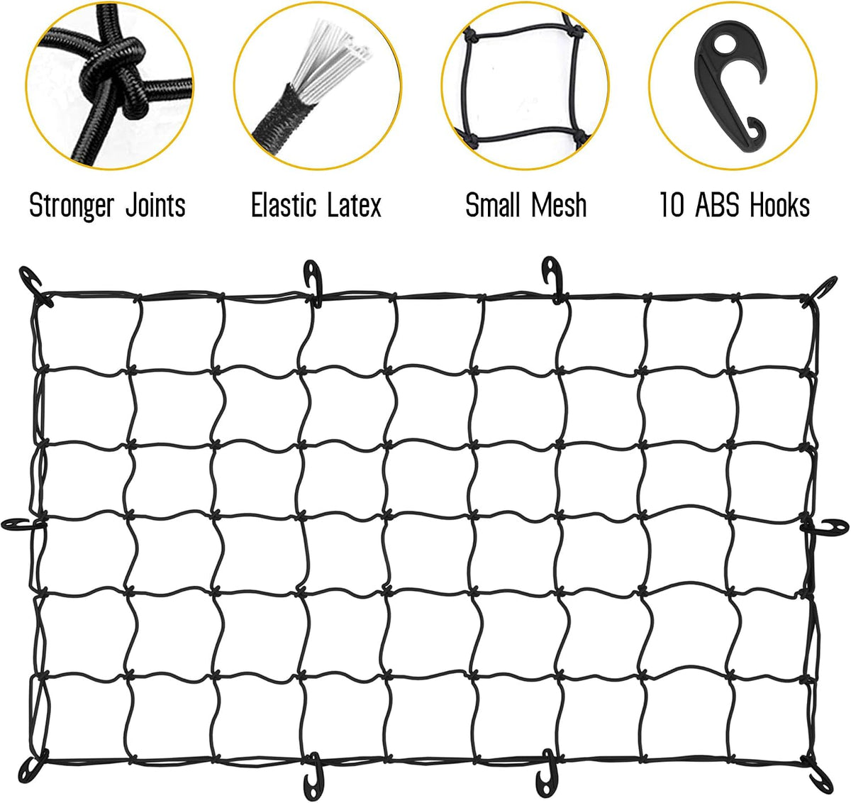 ARKSEN 36 x 60 Inch Heavy Duty Tangle-Free Nylon Cargo Net Universal Bungee Stretches with Storage Bag for Pickup Truck, Bed, SUV, & Rooftop Travel Luggage Rack