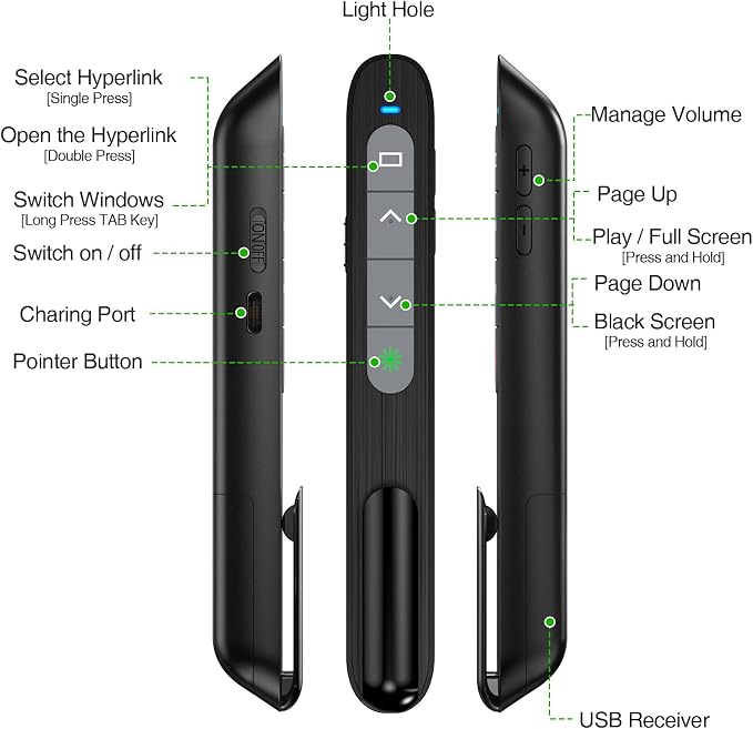 USB C Rechargeable Presentation Clicker