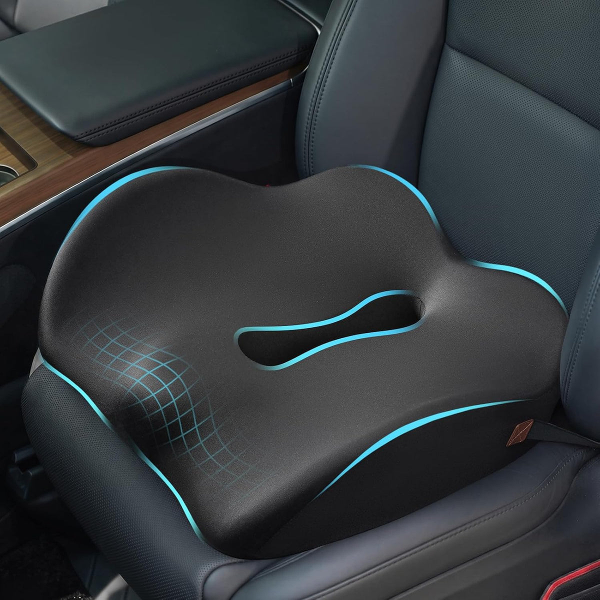 Car Seat Cushion for Truck and Car Drivers - Prevents Bedsores & Relieves Long-Drive Pain, Therapeutic Support for Sciatica, Hemorrhoids, Tailbone and Prostate, Enhanced View with Anti-Slip Base