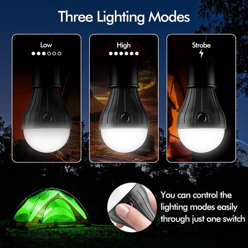FLY2SKY Portable LED Tent Lamp - Emergency Hurricane Bulb Lantern for Camping & Hiking | 4-Pack, Multicolor