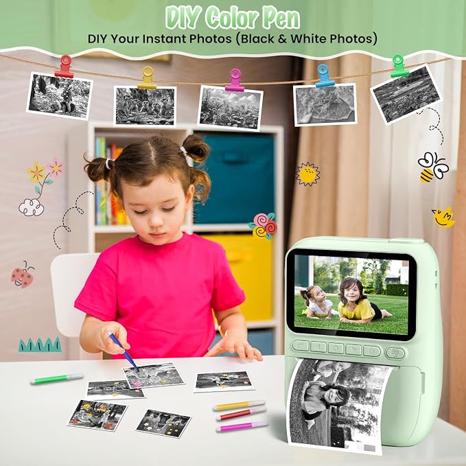 Kids Camera Instant Print, 3.0" HD 32MP 1080P Toddler Digital Camera