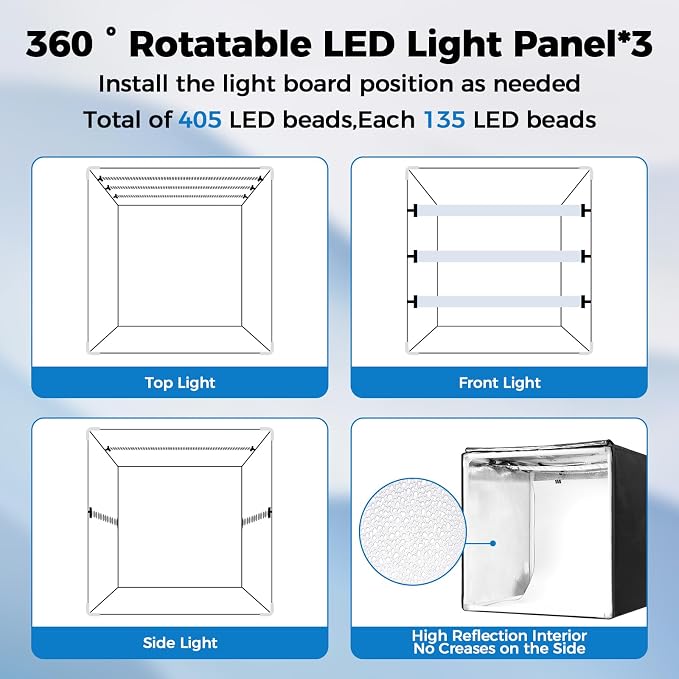 Photo Light Box, Portable 12/16/20/24/32 Photo Studio Light Box, Shooting Tent
