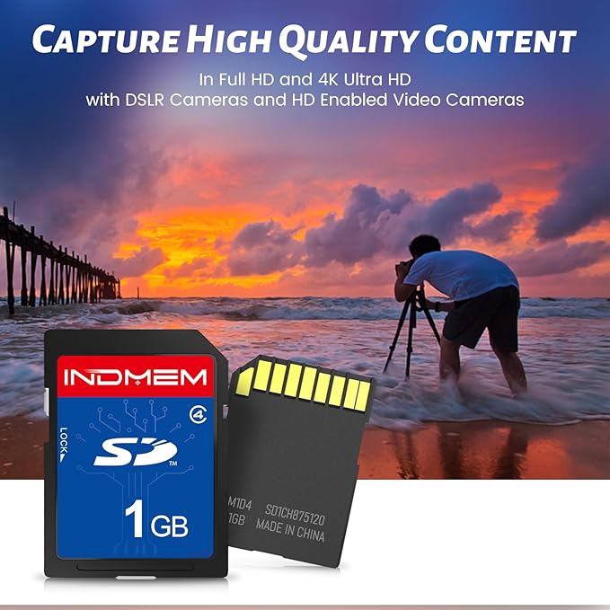 INDMEM SD Card 1GB, 6 Packs Class 4 1GB Flash Memory Card MLC Standard Secure