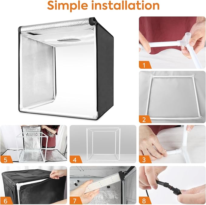 Bi-Color LED Photo Light Box 24x24 inch, Dimmable LEDs Product Photography