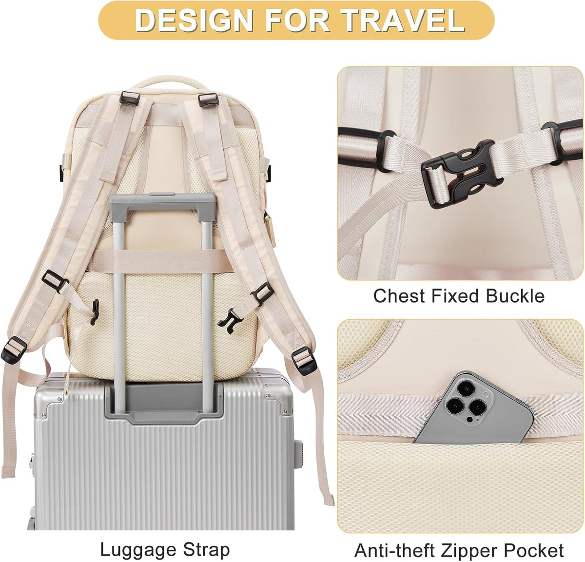 Skiennix Expandable Travel Backpack - Airline Approved, Waterproof Design for Men & Women | Perfect Carry-On Bag