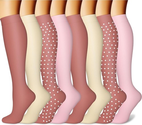 CHARMKING Compression Socks - 15-20 mmHg Support for Circulation | 8 Pairs for Running & Cycling