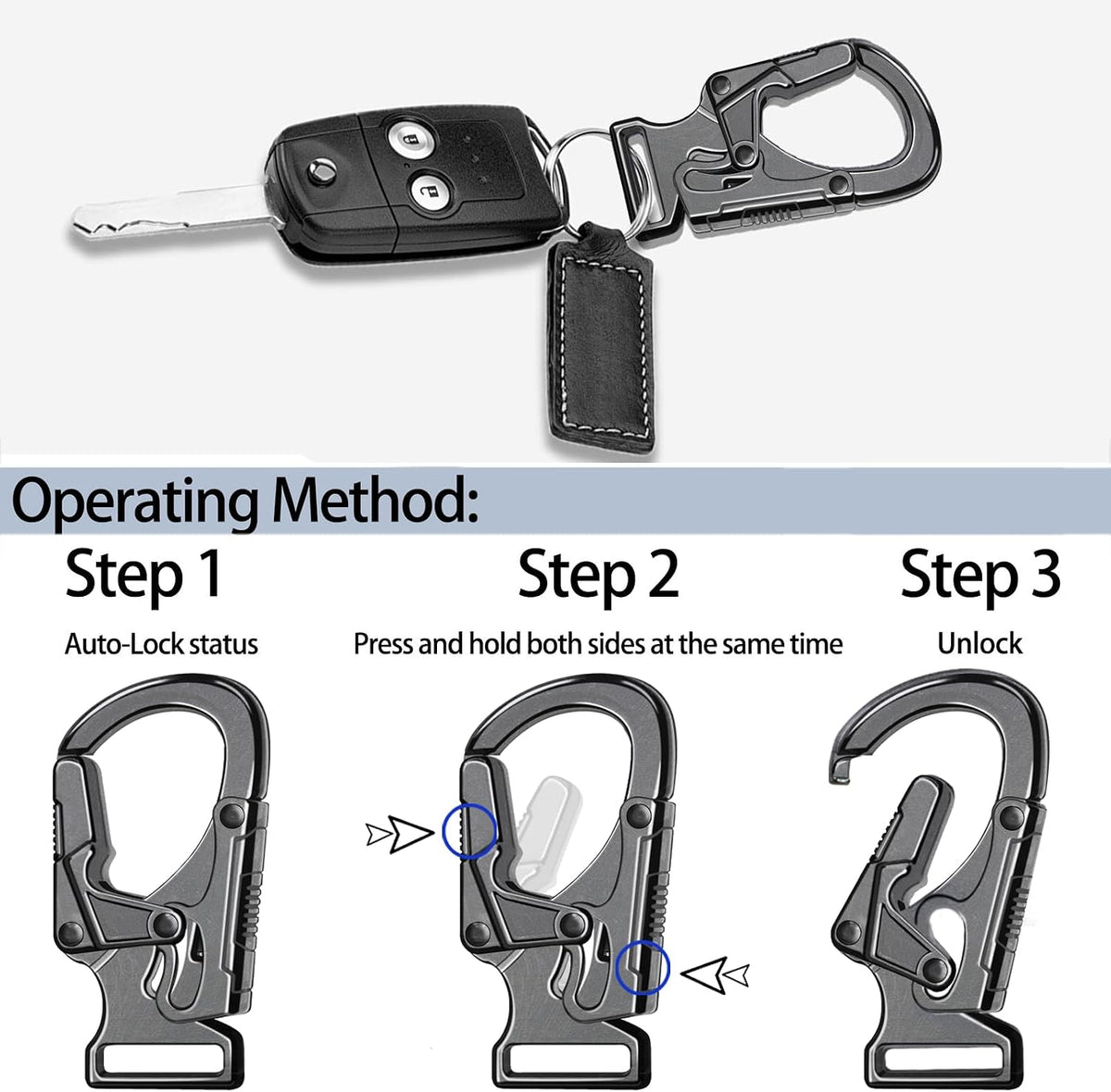 Ahiller Carabiner Clip, Dual Lock Keychain for Daily Use