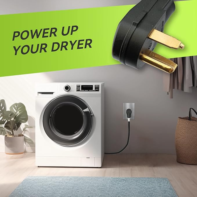 RVMATE 4 Prong SRDT Dryer Cord 10 Feet, 30 Amp Appliance Power Cord (NEMA 14-30P to 4-Wire), 4 Wires with O Ring Terminal Connectors, 100% Copper Wire Dryer Extension Cord.