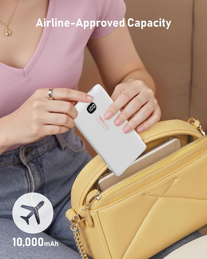 Portable Charger Power Bank Built in Cables and Wall Plug, 10000mAh iPhone Battery Pack Fast Charging, USB C External Slim Power Bank, Travel Essentials Compatible with iPhone 17 16 15 14 iPad, White