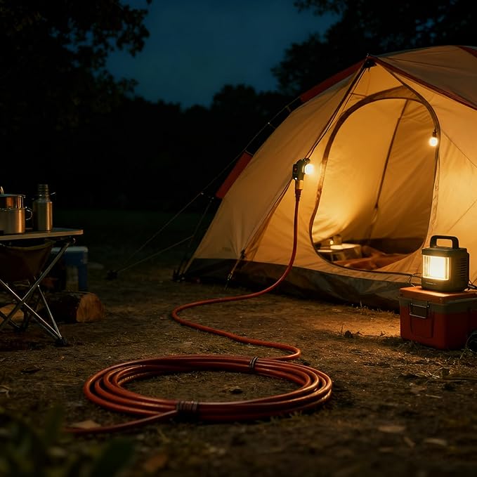25FT Brown Outdoor Extension Cord-16/3 SJTW Durable Extension Cord for Christmas Lights with 3 Prong Grounded Plug, Great for Outside Christmas Decorations