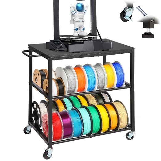 3D Printer Stand with Filament Storage, Sturdy Wooden 3D Printer Table Holds 32