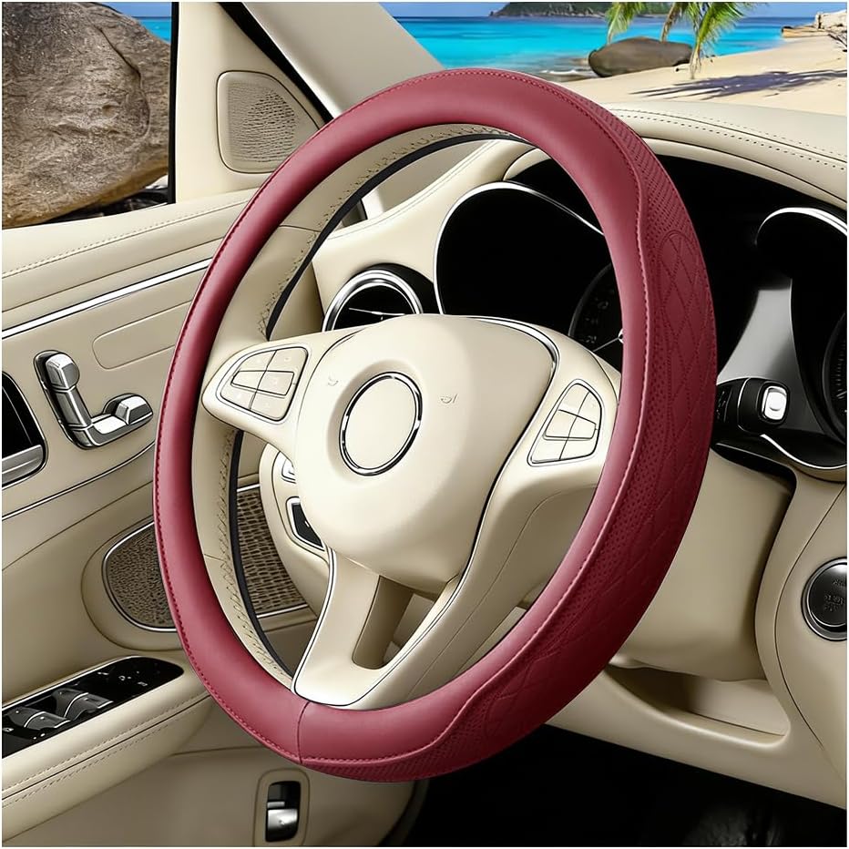 Car Steering Wheel Cover, Breathable Anti-Slip Vehicle Steering Wheel Protector with Inner Ring, Automotive Interior Protective Accessories, Universal for SUV RV Truck (Blue)