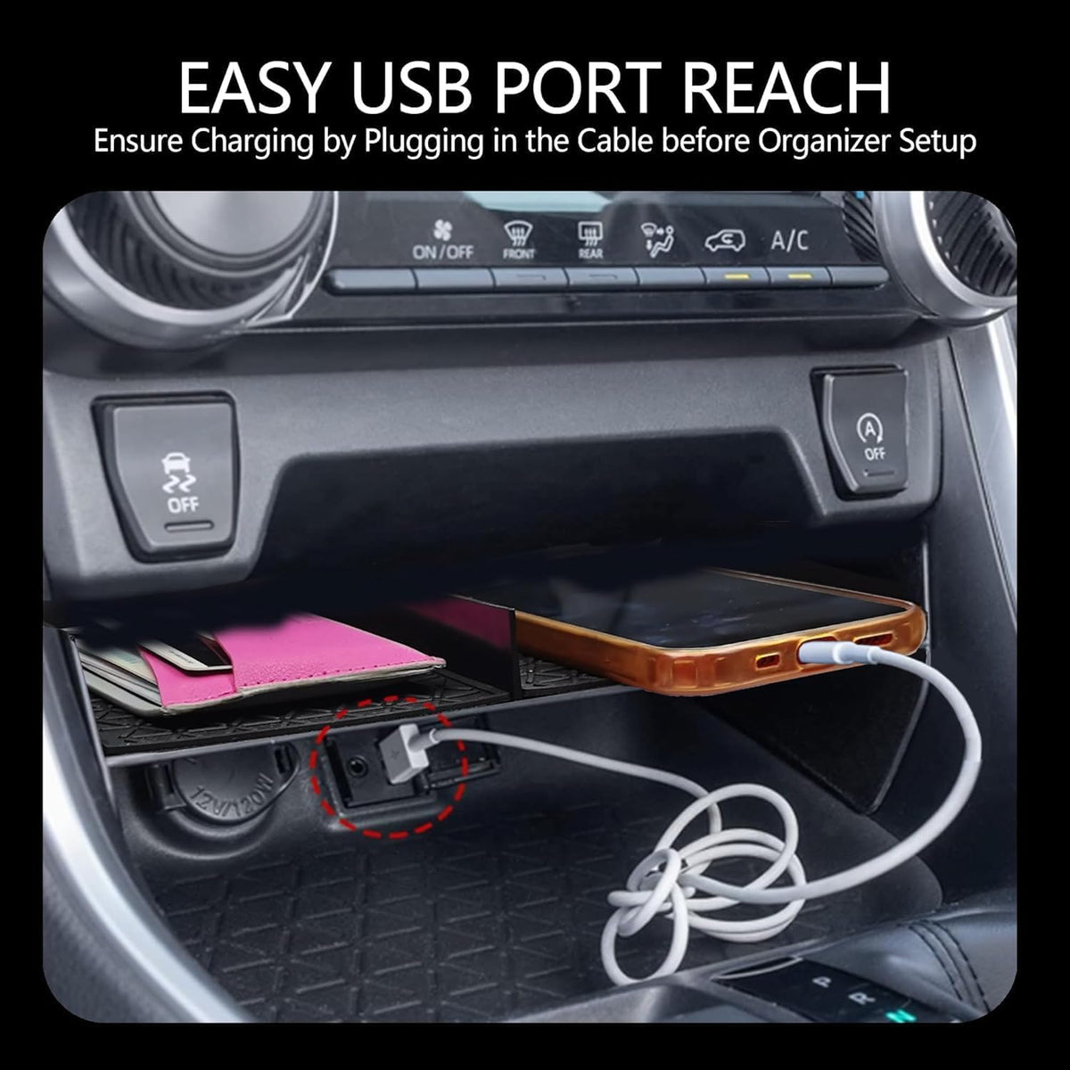 7PCS Upgrated Center Console Organizer for Toyota RAV4 2026 2025 2024 2023 2022 Dashboard Storage Organizer, Console Divider Storage Tray, Armrest Storage Box, 4of Car Hooks for RAV 4 Accessories