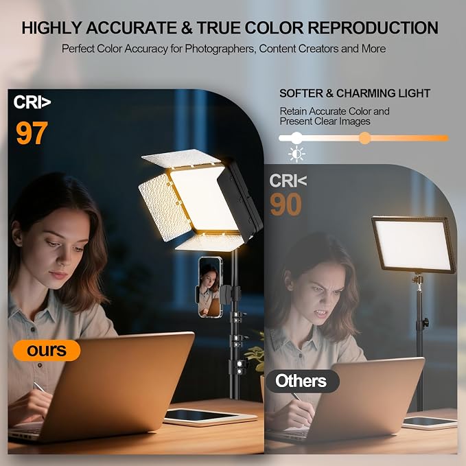 EMART LED Video Light Kit with Phone Holder & Barndoor, 2800-7000K Dimmable