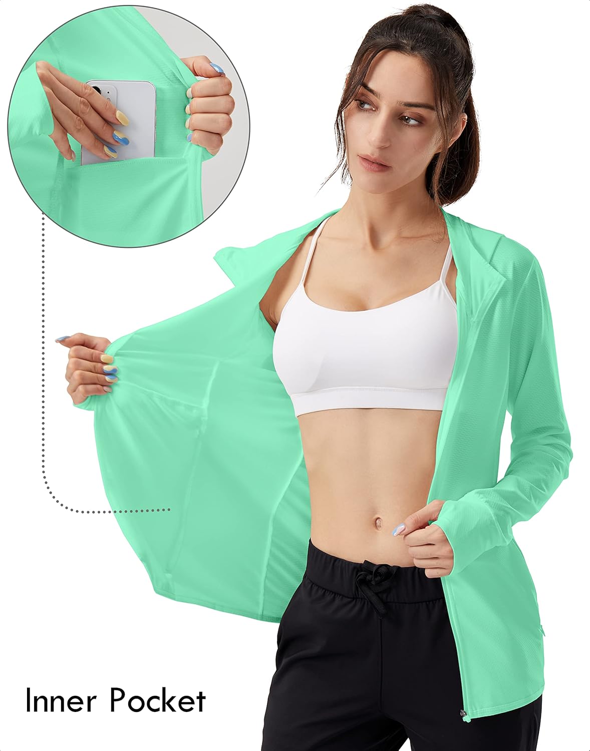 Soothfeel Women's Sun Protection Hoodie Jacket - Lightweight UPF 50+ Long Sleeve with Pocket for Outdoor Activities