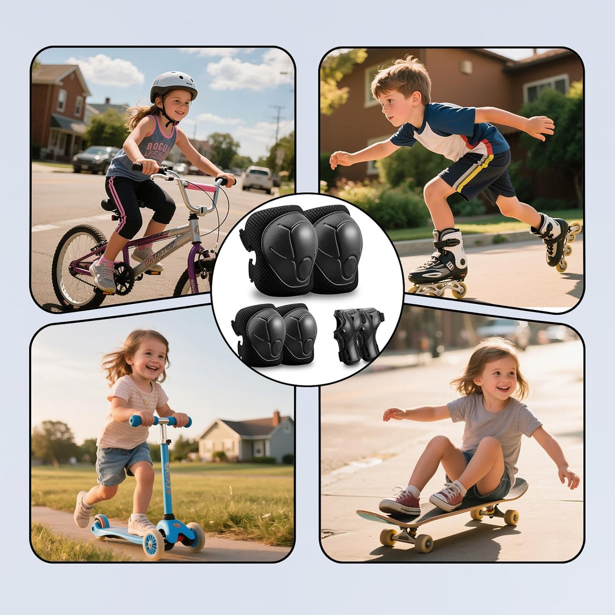 Skiennix Kids Protective Gear Set - 3-in-1 Knee, Elbow Pads & Wrist Guards for Ages 3-14 | Ideal for Skating, Cycling & Scooters