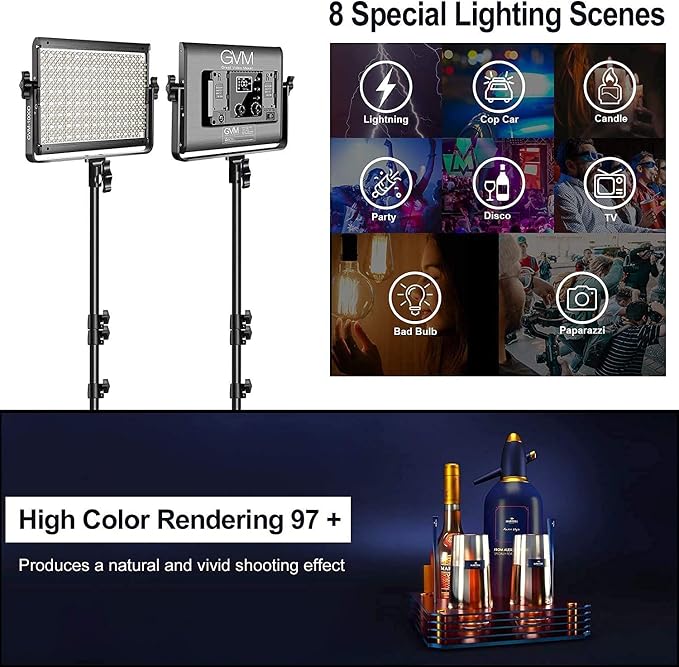 GVM RGB LED Video Light with Bluetooth Control, 360° Full Color 1000D PRO Video