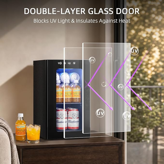 Antarctic Star Mini Fridge Beverage Refrigerator, 10L Small Drink Fridge for Bedroom, beverage cooler with Digital Temp Adjustment 40-61°F, Ideal for Bedroom, Dormitory, Office, Bar and Kitchen