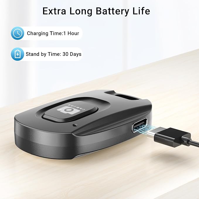 2 Pack Wireless Remote Shutter for iPhone Camera, Portable Rechargeable Photo