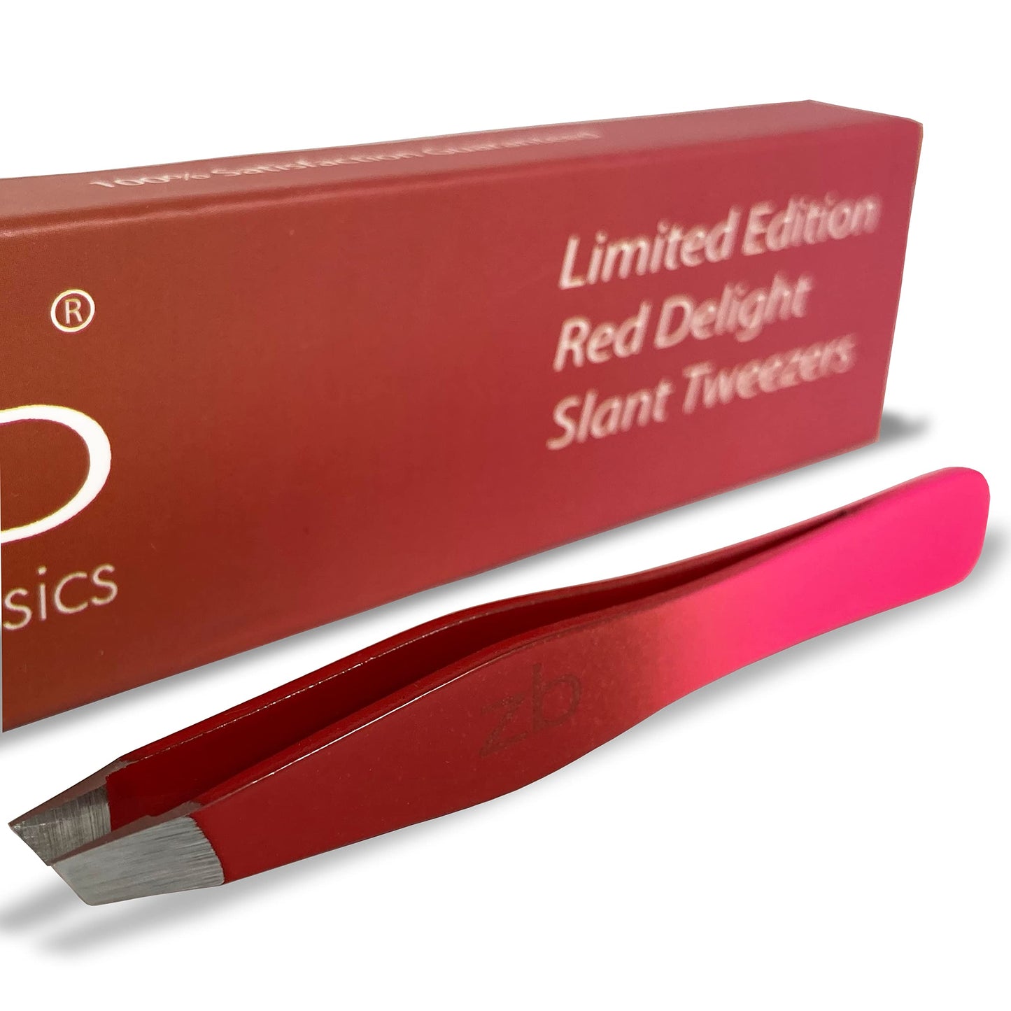 Zizzili Basics Tweezers - Limited Edition Red Delight Slant Tip - Best Tweezer For Eyebrow, Facial Hair Removal And Your Precisi