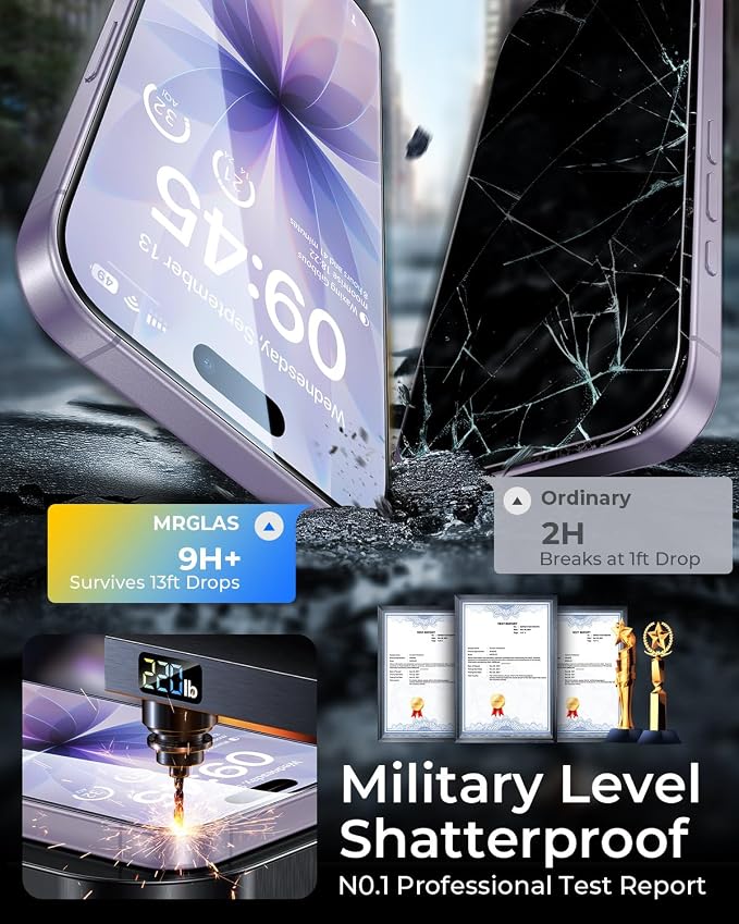 MRGLAS TOP 9H+ Glass 2+2 Packs for iPhone 17 Privacy Screen Protector