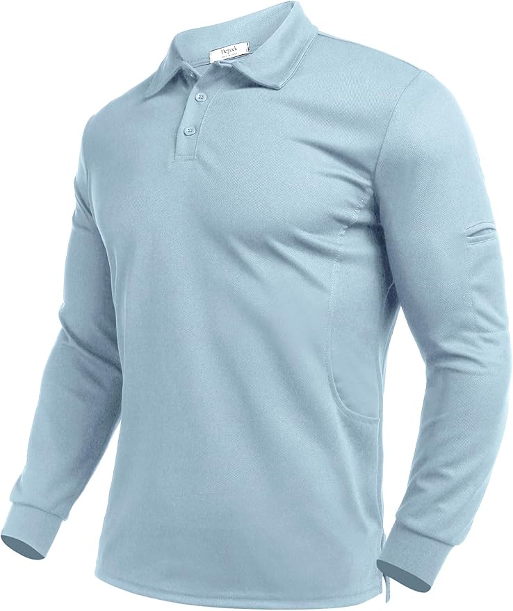 Deyeek Men's Polo Shirts Long Sleeve Golf Polo Shirts for Men Quick Dry UPF 50+ Sun Protection Polos Casual Collared Shirts