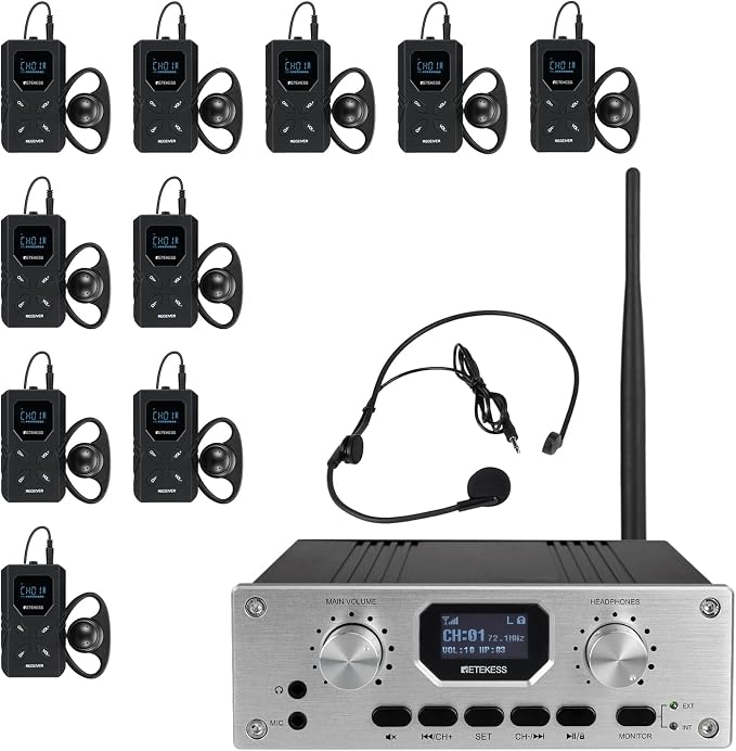 Retekess TT119 Assistive Listening System, Church Translation System, Mute
