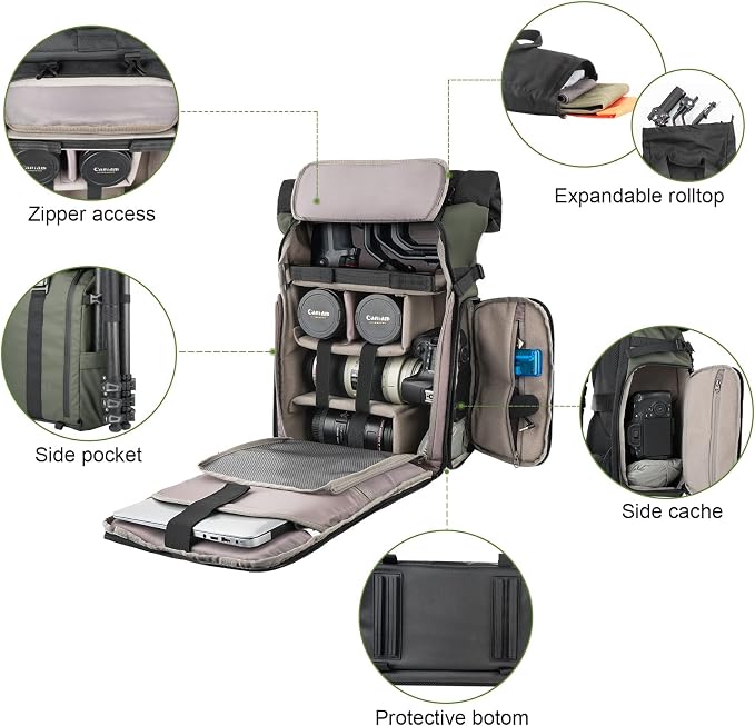 Besnfoto Camera Backpack for Photographer DSLR SLR Waterproof Camera Bag