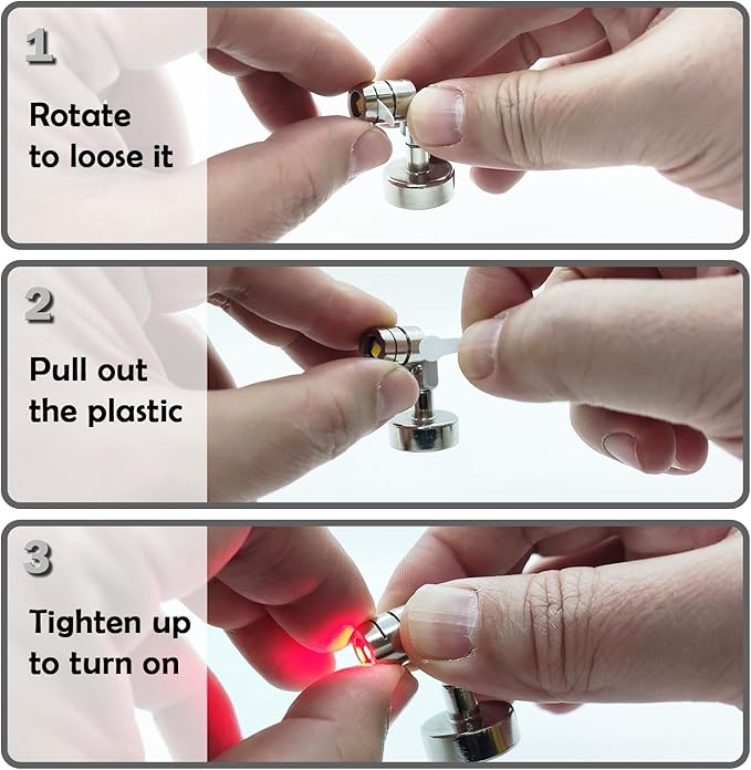 Metal Miniature LED Lights,Tiny Spot Light with Magnet Base,Battery Operated LED Lights,Wireless Miniature Spot Light for Artwork Painting,Jewelry Showcase,DIY Hand Craft (Red)