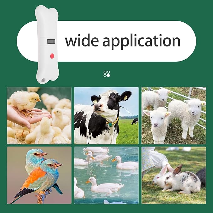 GOWENIC Portable 134.2KHZ Dog Chip Scanner, Animal Tag Scanner Recognizer with OLED Display for Dogs, Cats, Cows, ABS White
