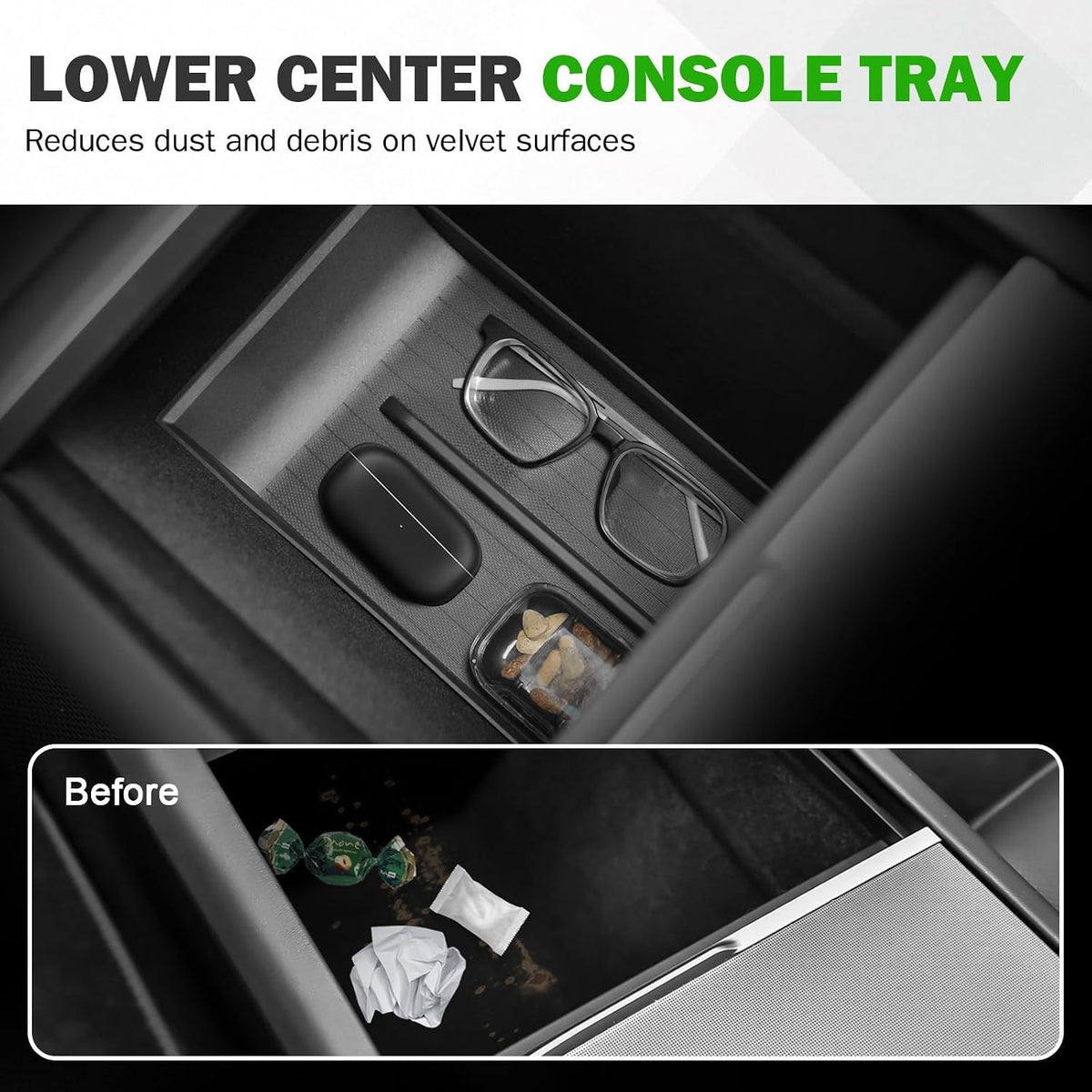 9PCS Center Console Organizer Set for Tesla Model Y Juniper 2026, Console Storage Tray Kit with Anti-Slip Wireless Charging Pad, Armrest Organizer & Cup Holder Insert (Not for Standard)