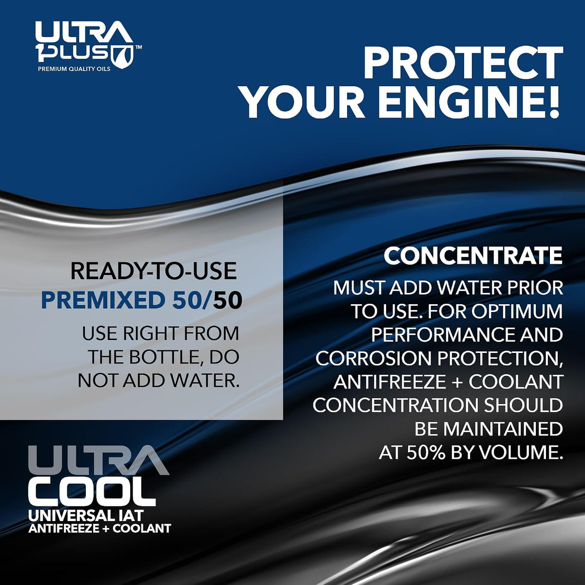 ULTRA 1PLUS Antifreeze Coolant - Universal Premixed 50/50 Orange - Ready to use Engine coolant - Gallon 4 QTS
