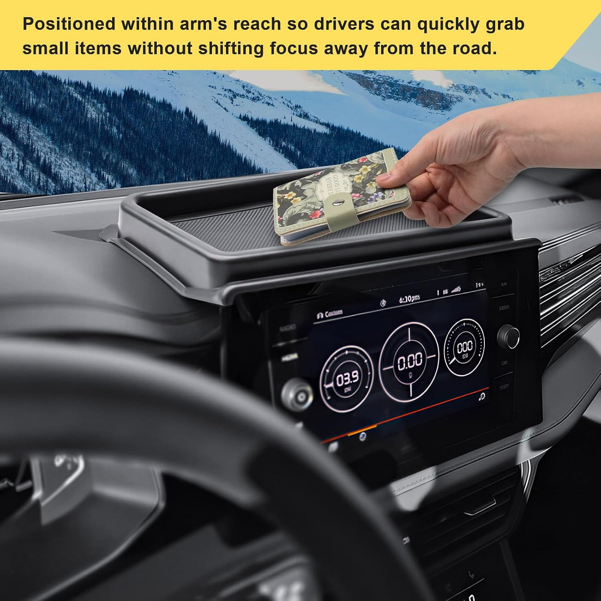 Dashboard Organizer Storage Tray for 2025 2026 Volkswagen Jetta Accessories | Behind 8-inch Screen Organizer, Unused Space Utilized, Quick Access Essentials, ABS Material with Rubber Insert