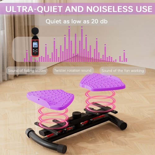 (440 lbs Weight Capacity) Waist Twister, Waist Twister Machine Exercise Fitness Tool, Twist Machine for Slim Waist and Core, with Smart LED Digital Display, 20dB Ultra-Quiet for Women Men (Purple)