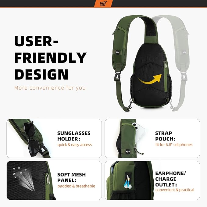 SKYSPER Sling Bag RFID Crossbody Sling Backpack Cross Body Shoulder Bag Travel