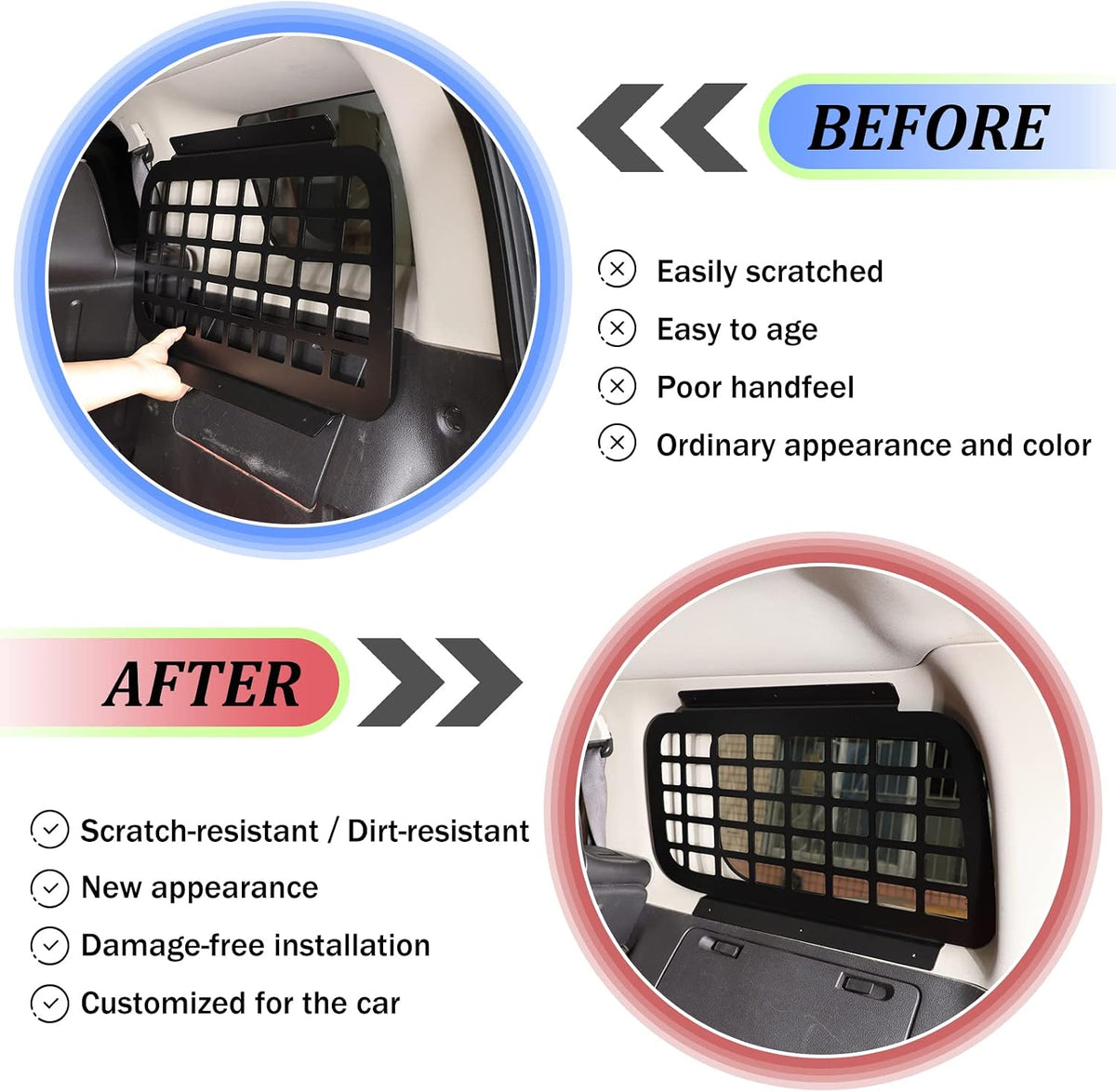 Rear Window Molle Panel for Hummer H3 2005-2009 Modular Storage Panel System Rear Window Storage Panel Kit Rear Trunk Side Window Shelf Debris Rack Trunk Storage Panel Interior Luggage Storage Carrie