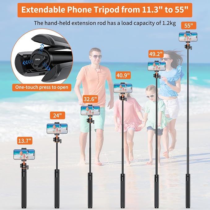 VRIG TP16 Camera Tripod, 5 Levels Adjustment 360° Ball Head Loads Up