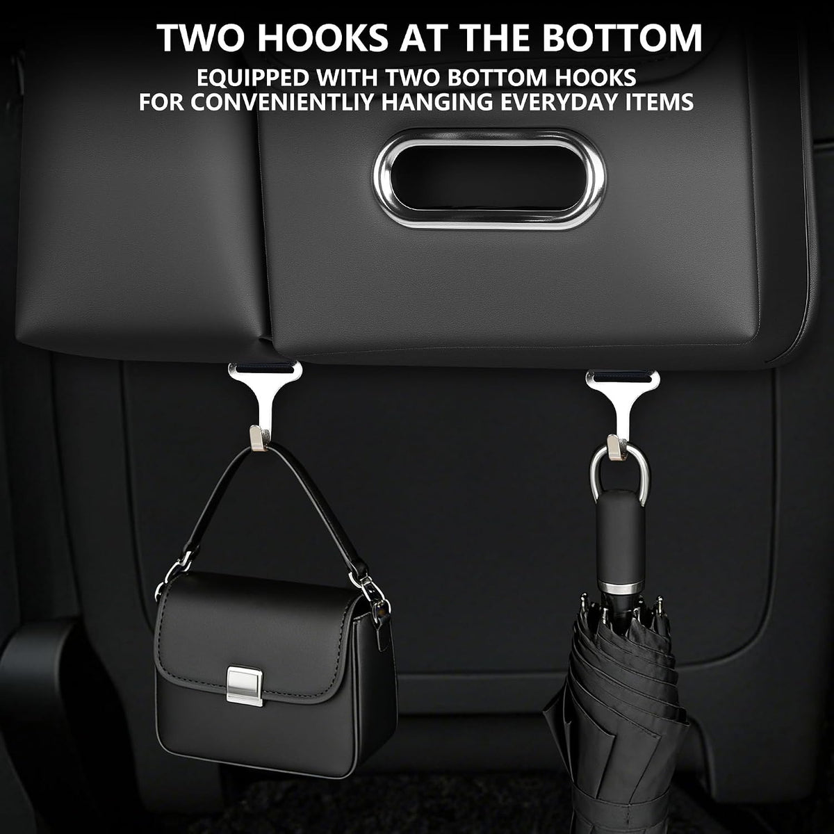 Upgrade Seat Back Organizer for Car – PU Leather Multi-Pocket Hanging Storage Bag with Bottle Holder & Travel Tidy Pouch Pocket Kids, Tissue Holder Large-Capacity Backseat Organizer , Black 1PC