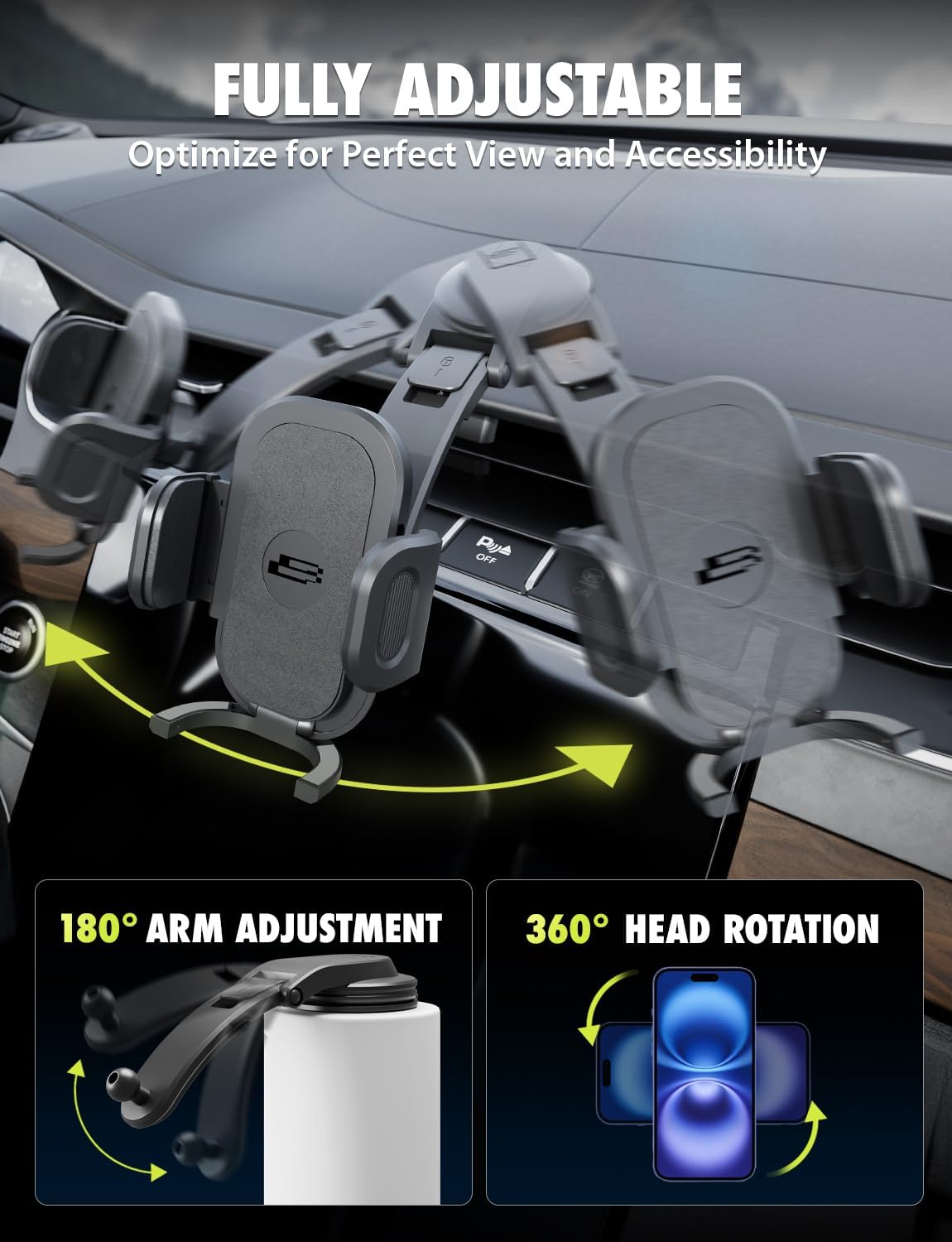Bracketron TripGrip Low-Profile Car Phone Holder Mount for Trucks Dashboard