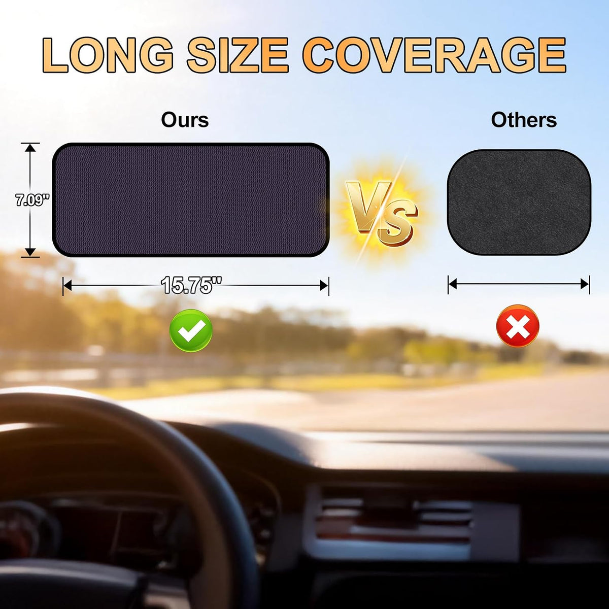 XCBYT Static Cling Window Shades, Semi-Transparent Glare Blocker | Reposition as sun moves to block glare. Clean glass perfectly before use. for Windshield & Side Windows (15.75" x 7.09")