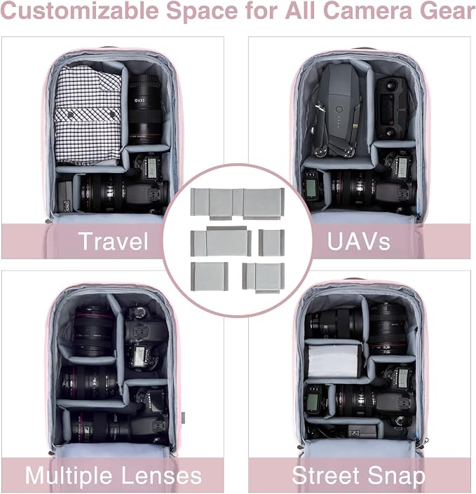 BAGSMART Camera Bag, Camera Backpack, DSLR SLR Camera Case Fits 13.3 Inch Laptop